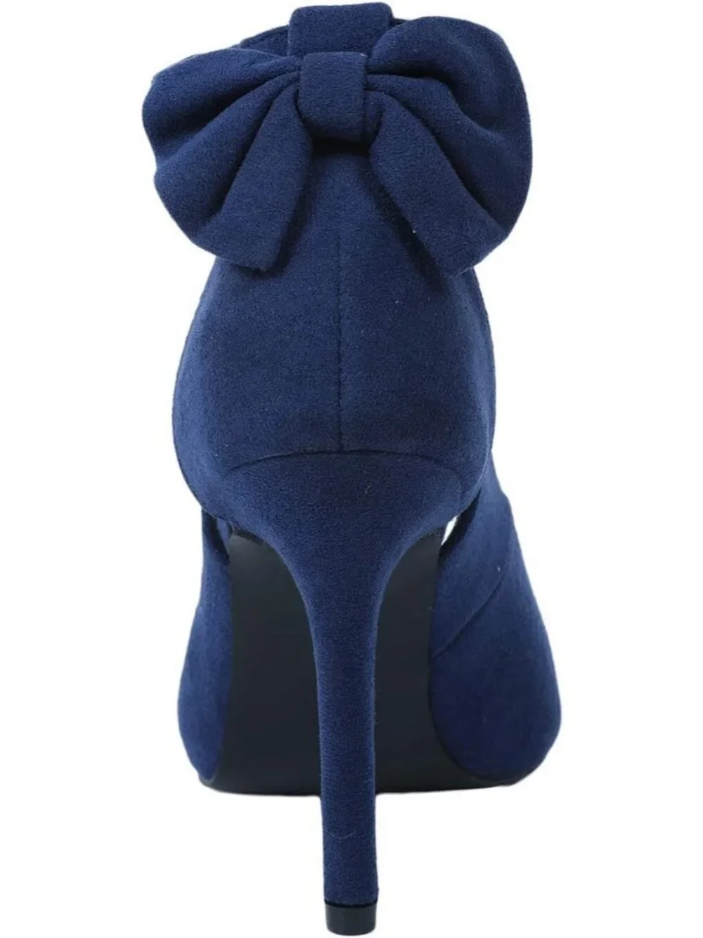 Women's Navy Pointed Toe High Heels Ankle Strap Sexy Bowtie Back Dress Sandals